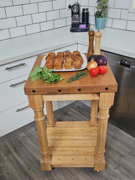 Custom Butchers Block with Light Mahogany or Oak Top