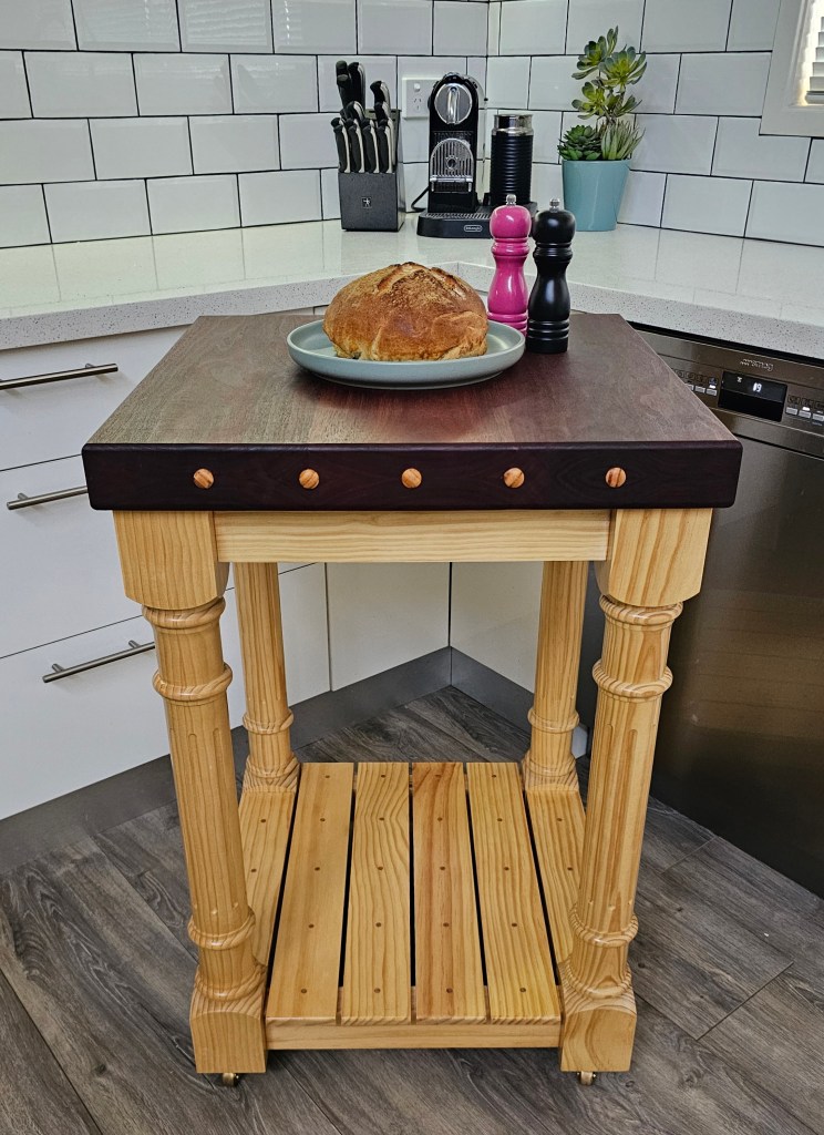 Custom Butchers Block with Mahogany Coloured Top
